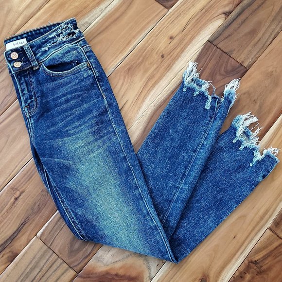 NEW! BUCKLE Bridge by GLY Elliot High Rise Ankle Skinny Stretch Jeans Raw Hem 25 - Picture 9 of 14